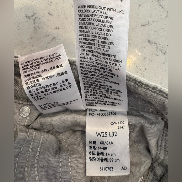 LEVI’S 724 HIGH RISE SLIM STRAIGHT WOMEN'S JEANS Size 25 Grey Raw Hem - Picture 9 of 15